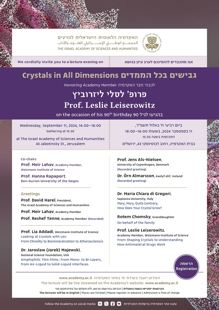 Crystals in All Dimensions: Honoring Academy Member Prof. Leslie Leiserowitz on the occasion of his 90th birthday