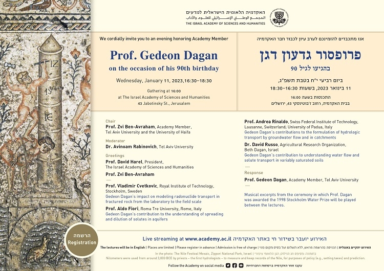 Evening honoring Academy Member Prof. Gedeon Dagan on the occasion of his 90th birthday